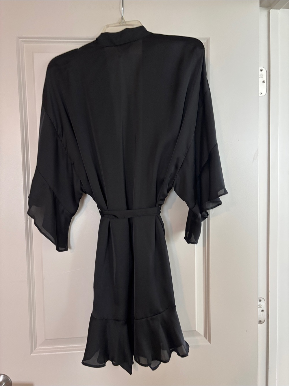 Victoria's Secret Black Satin Trim Kimono Robe - Picture 6 of 6